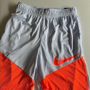Nike White and Orange Athletic Shorts